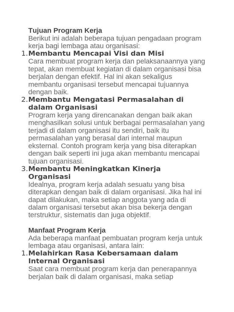 Tujuan dan Cara Membuat Program Kerja | PDF