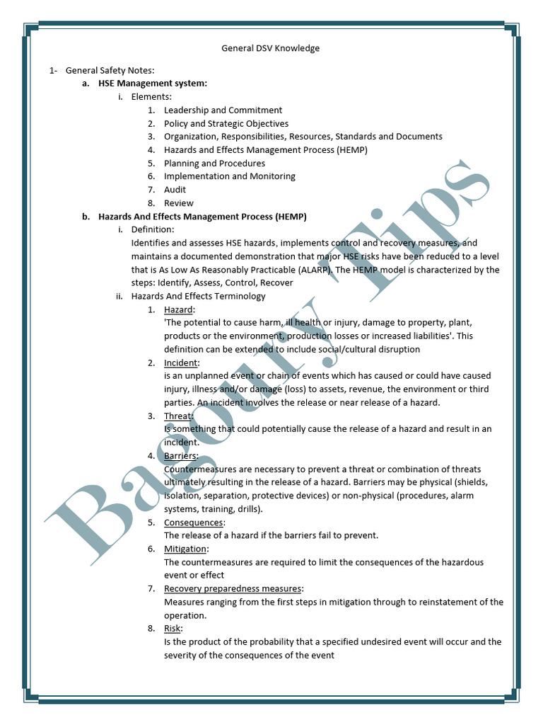 DSV HSE Management and Safety Protocols | PDF | Petroleum Reservoir ...