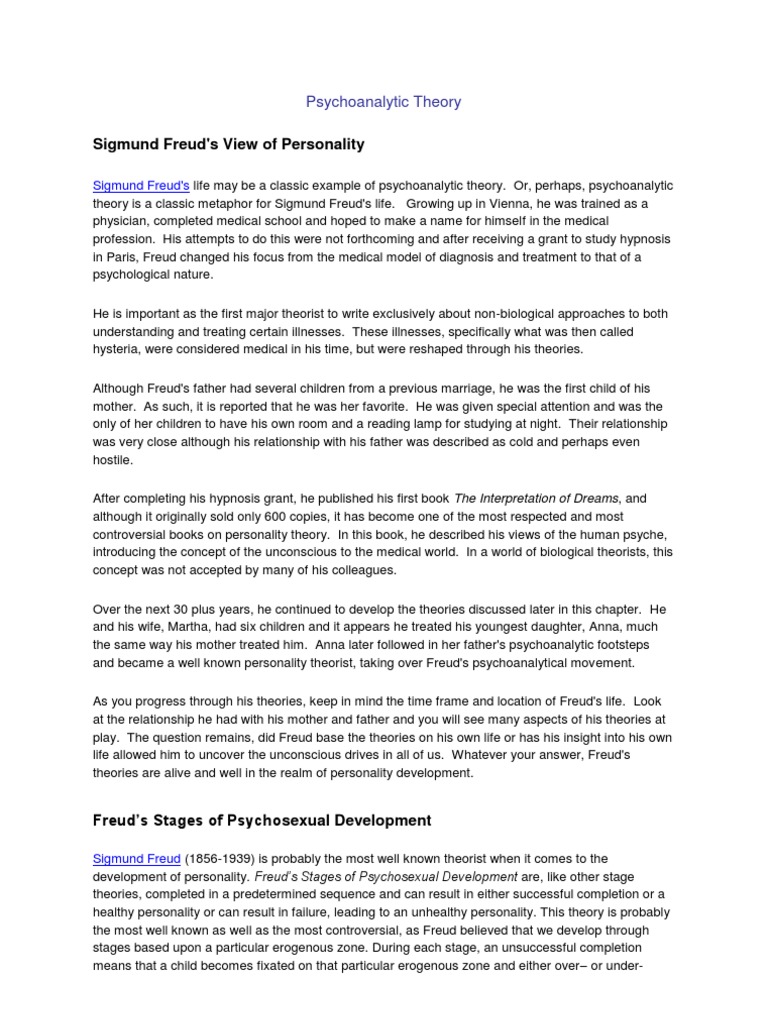 Freud's Psychoanalytic Theory Overview | PDF | Id | Sigmund Freud