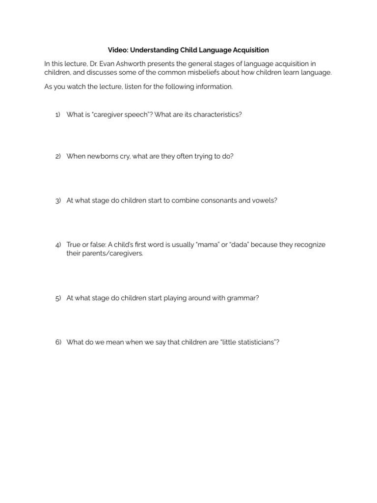 Child Language Acquisition Explained | PDF
