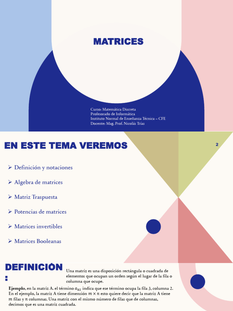 Introducción a Matrices en Matemática Discreta | PDF | Matriz ...