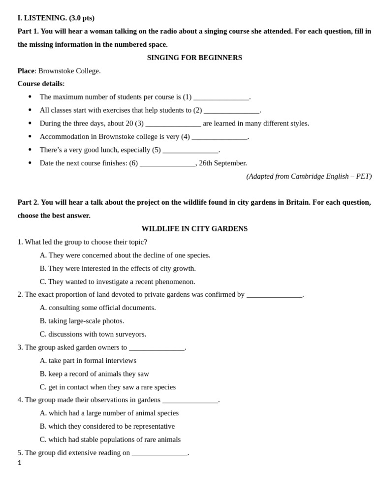 Listening and Language Skills Practice | PDF | Bullying | Automation