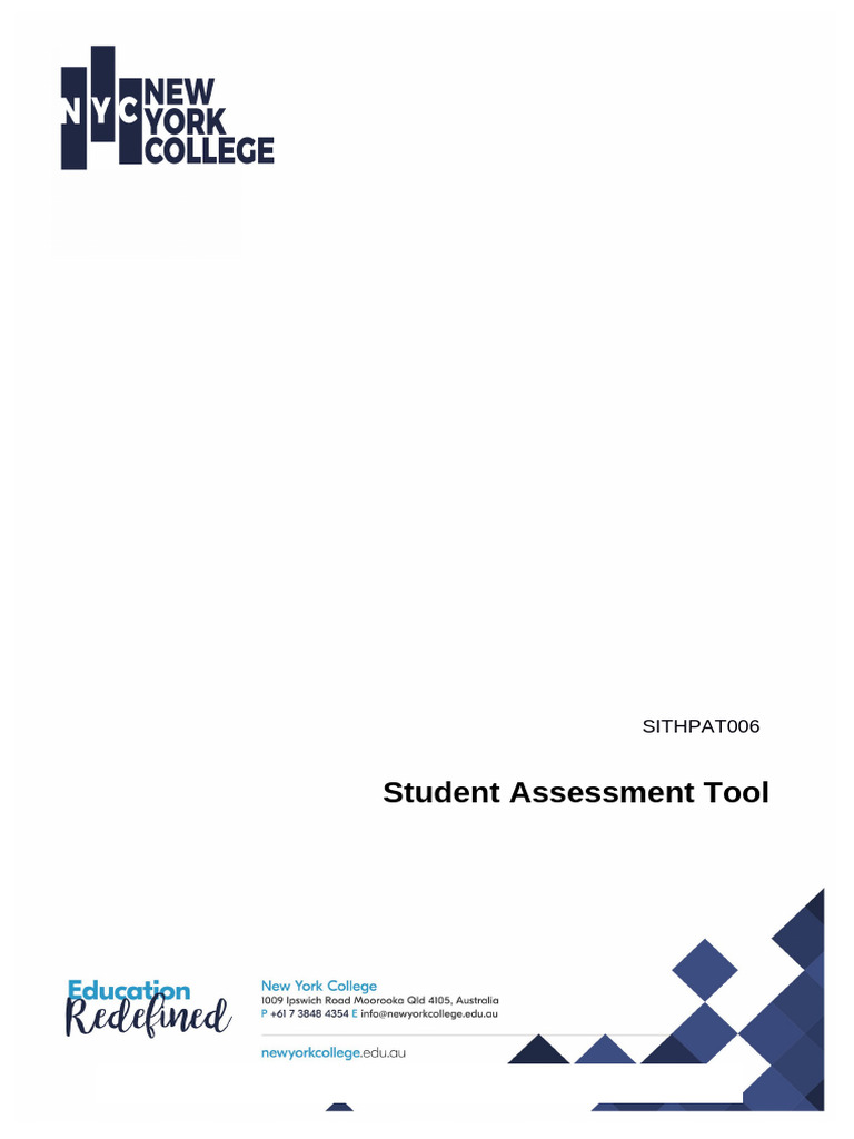 SITHPAT006 Student Assessment Tool | PDF | Custard | Desserts