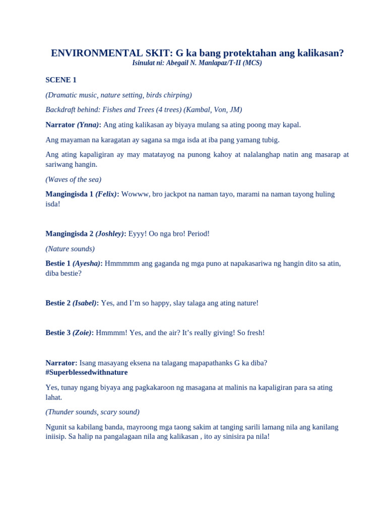 Environmental Skit | PDF