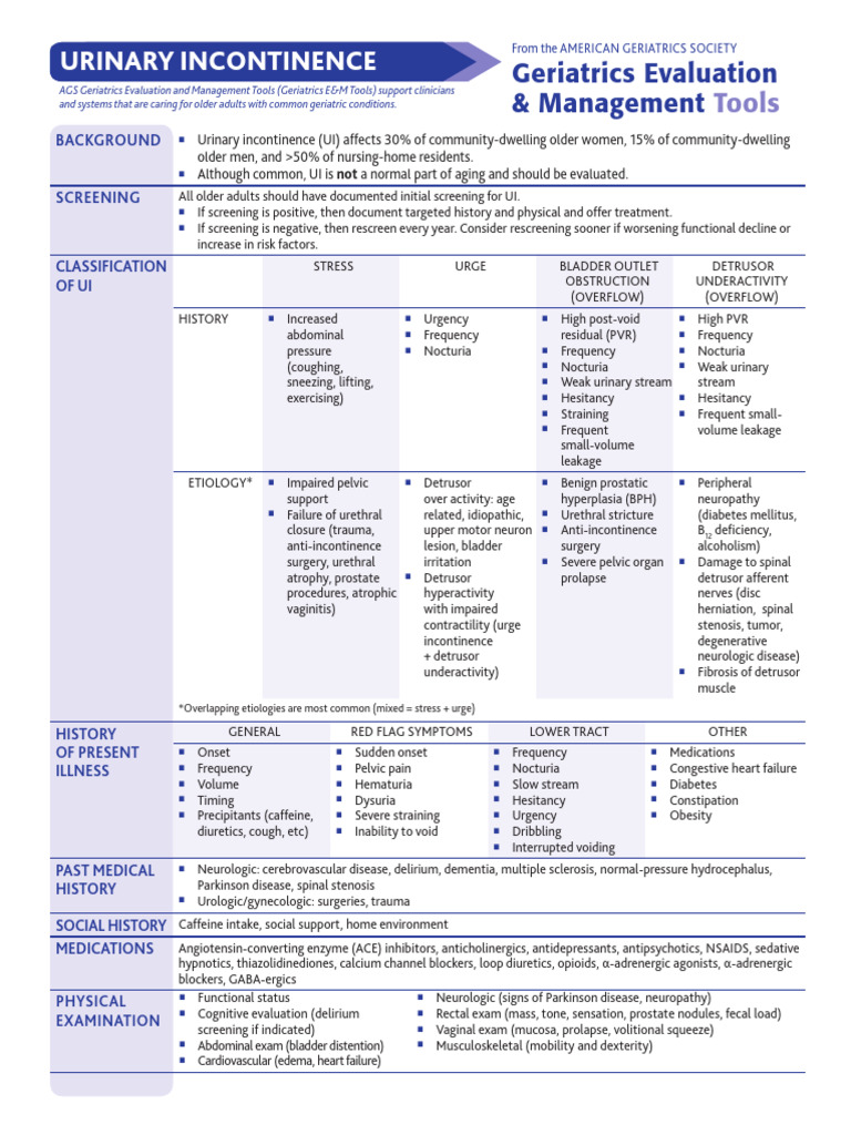 Geriatric Urinary Incontinence Management Guide | PDF | Urinary ...