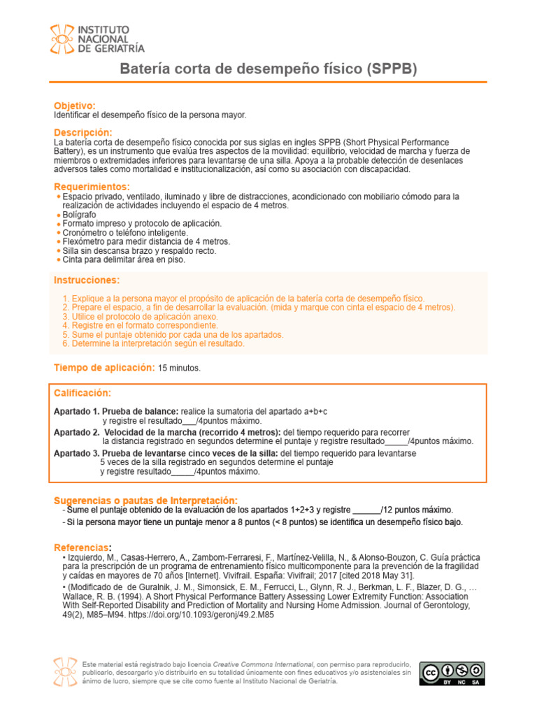 Evaluación SPPB para Personas Mayores | PDF