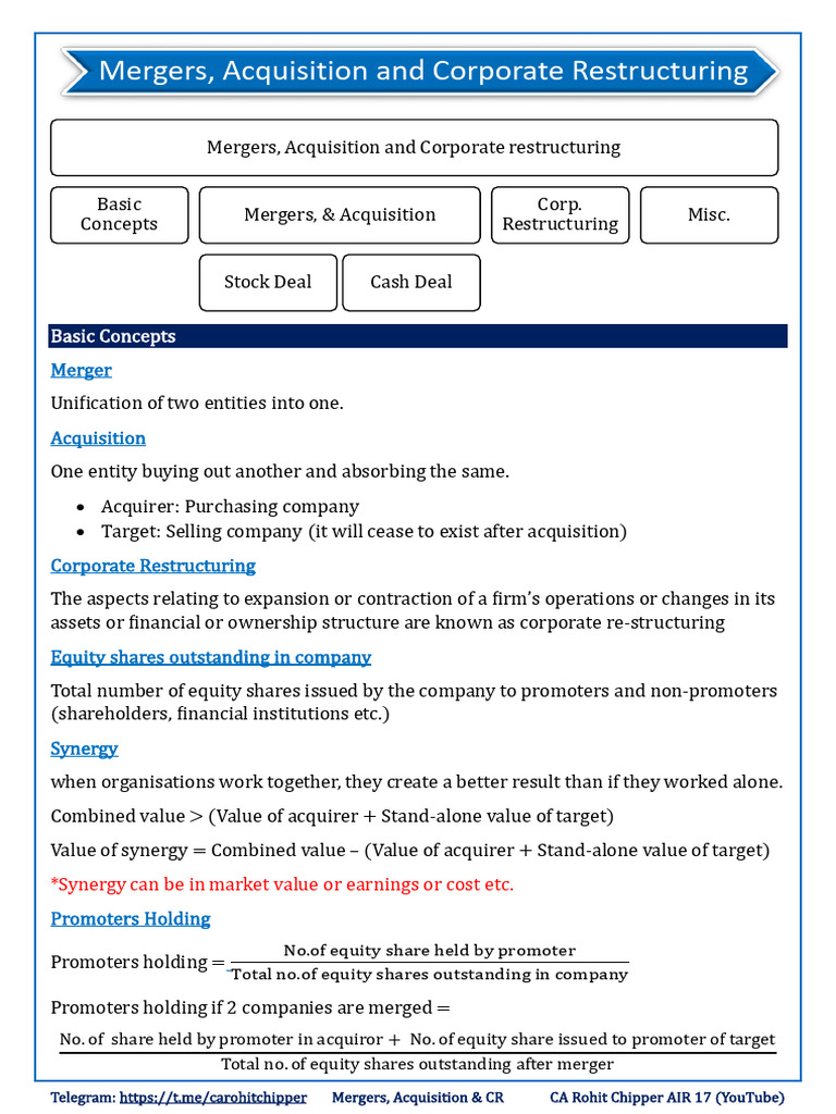 Mergers Acquisitions and Corporate Restructuring | PDF | Mergers And ...
