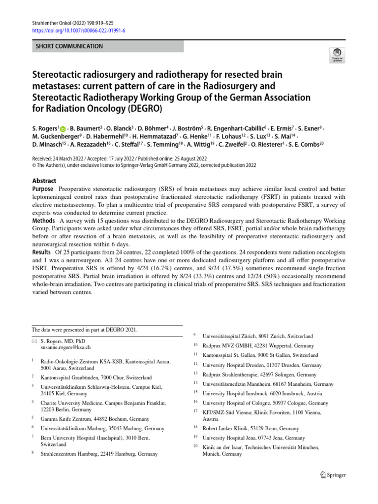 Stereotactic radiosurgery and radiotherapy for resected brain ...