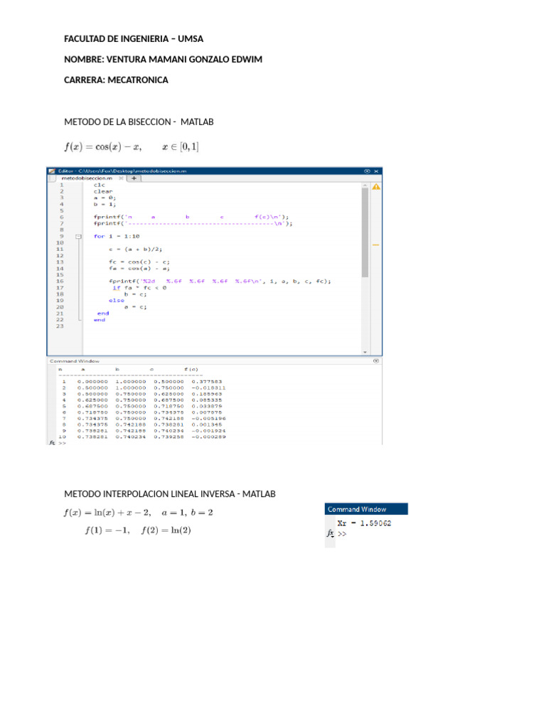 Métodos Numéricos en MATLAB para Mecatrónica | PDF