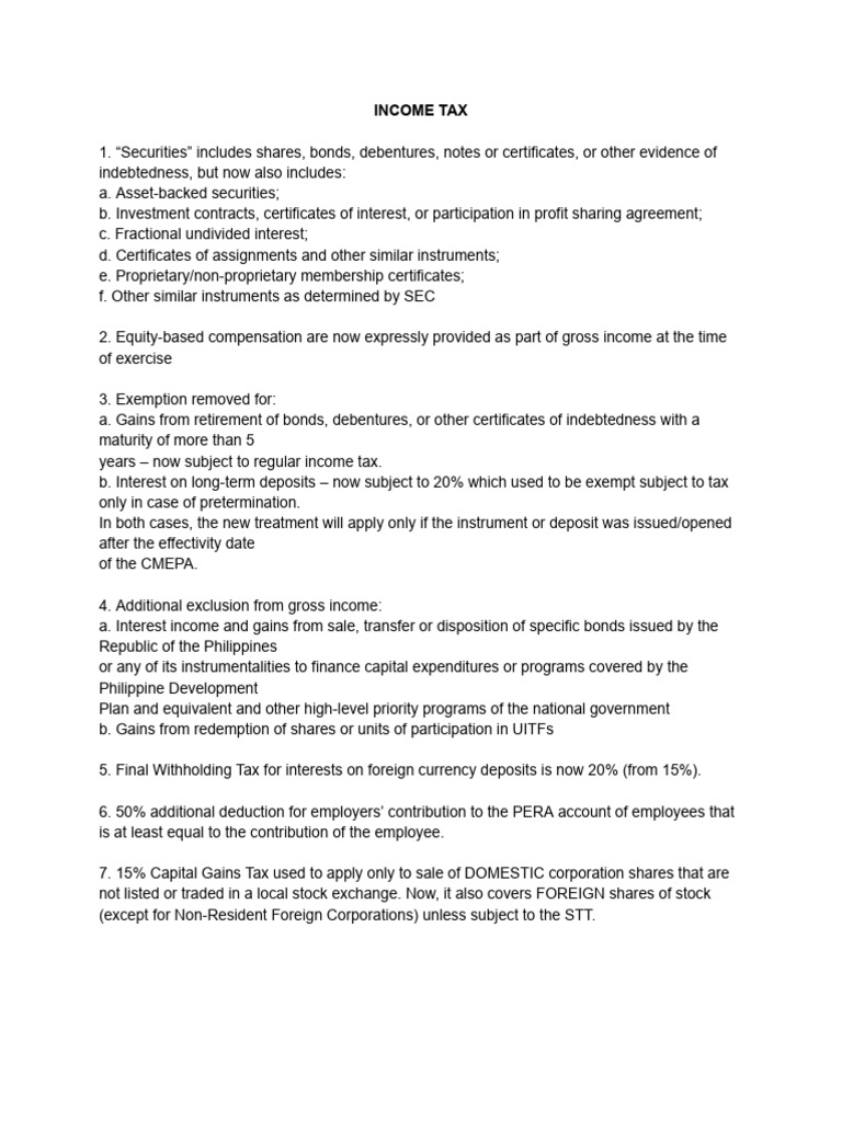 Amendments For Income Tax | PDF
