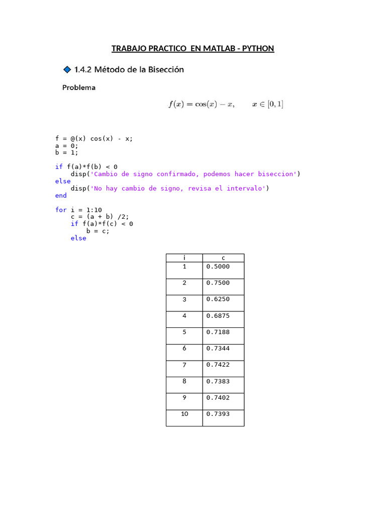 MATLAB-Python Bisection Methods Guide | PDF