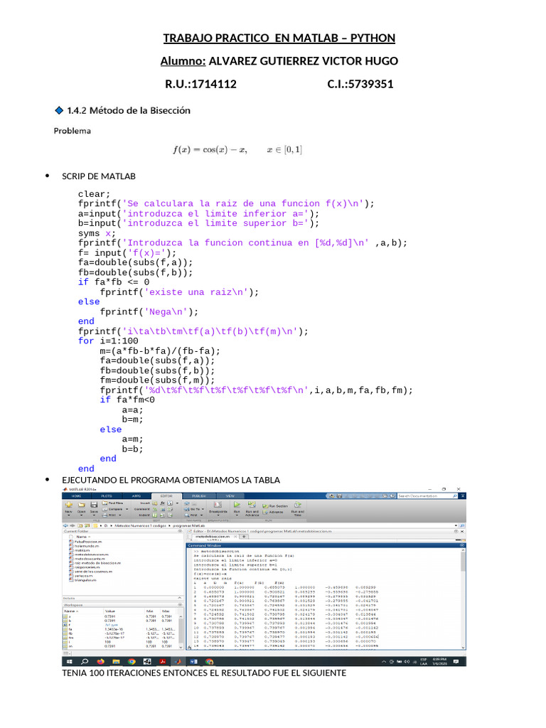 Raíces de funciones en MATLAB y Python | PDF