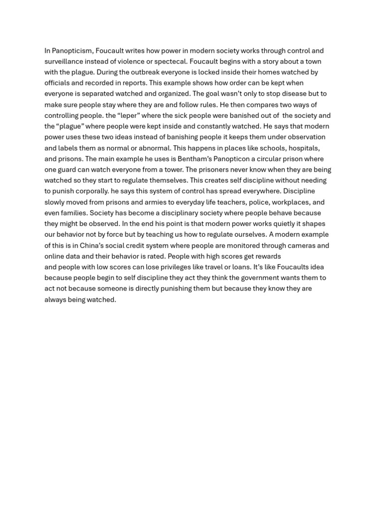 Foucault's Panopticism and Modern Control | PDF