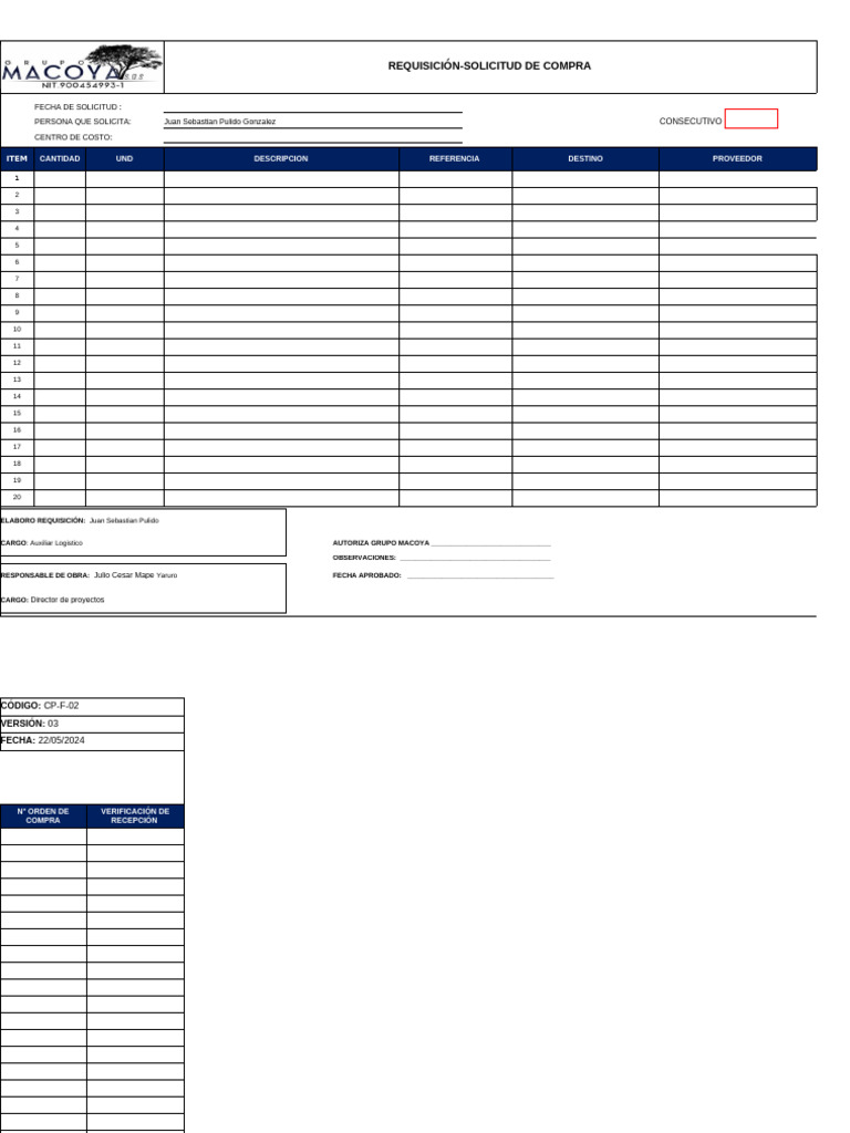 FormatoSolicitud de Compra | PDF