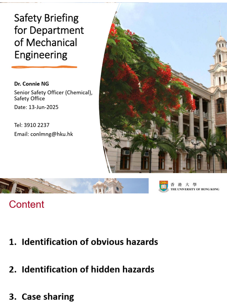 Mechanical Engineering Safety Briefing | PDF | Hazards | Water