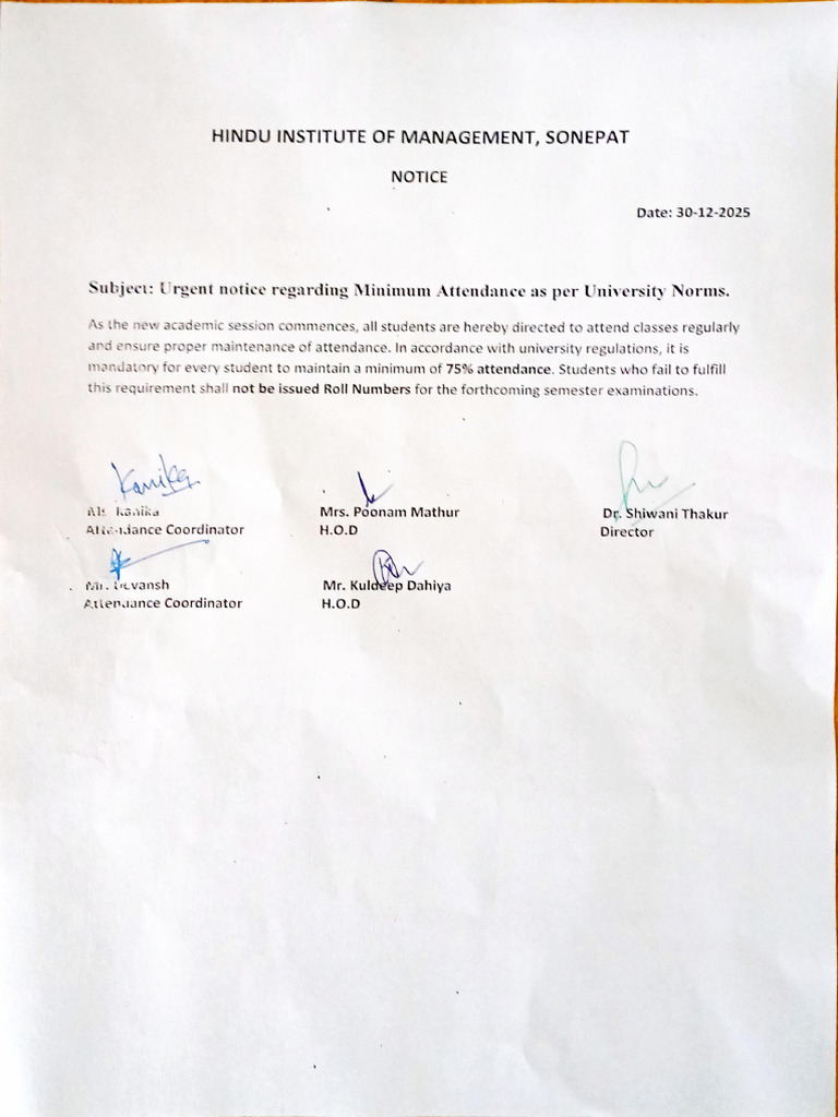 Minimum Attendance Requirement Notice | PDF