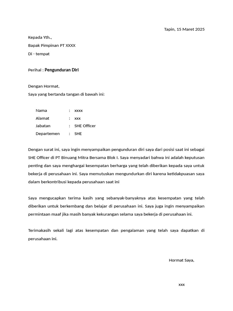 Resignation Letter | PDF