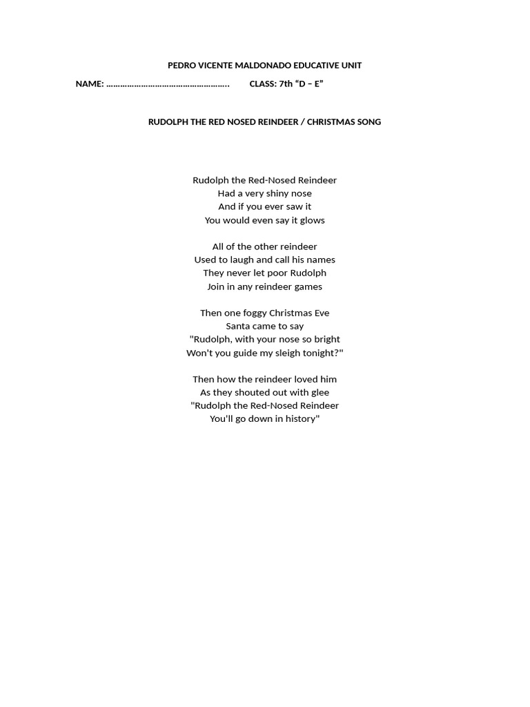 Rudolph the Red Nosed Reindeer | PDF