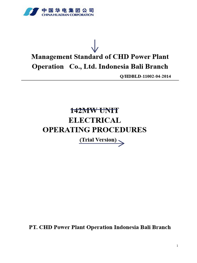 MT109-03 Electrical Operating Procedures | PDF | Power Supply ...