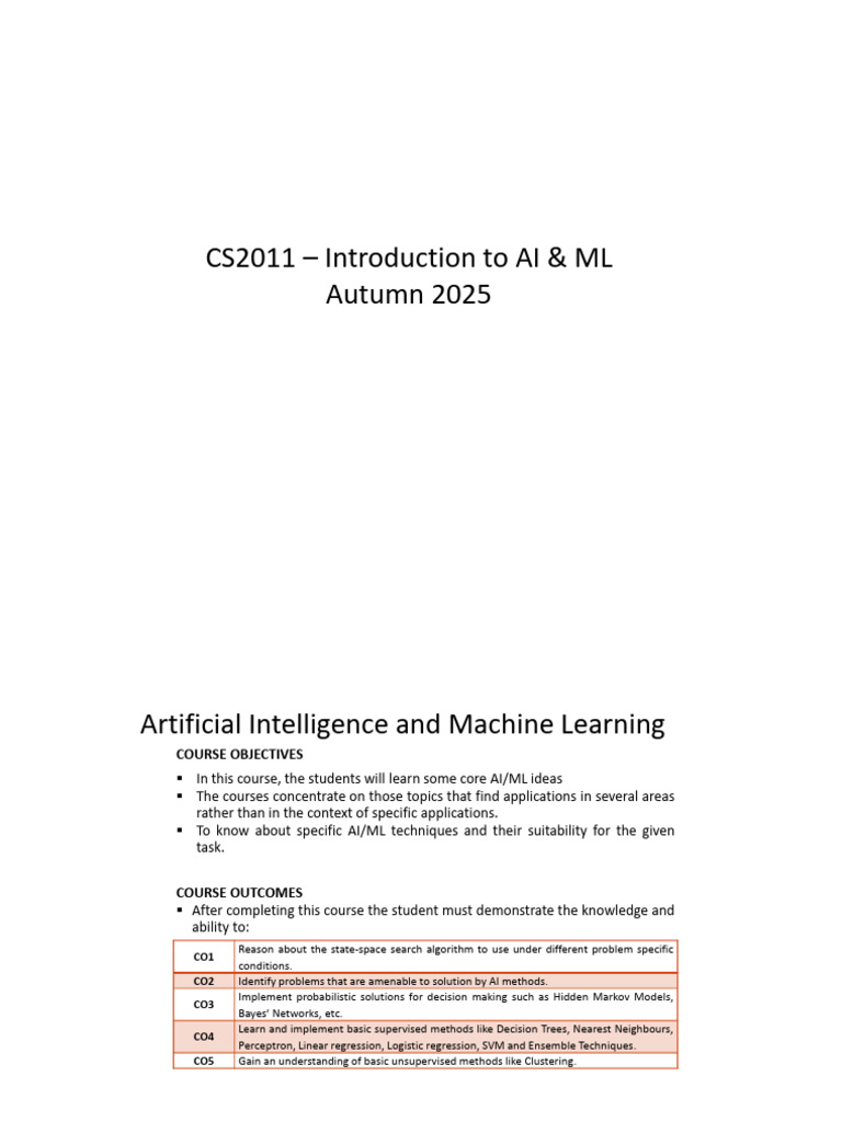 AI & ML Course Overview for Students | PDF | Artificial Intelligence ...