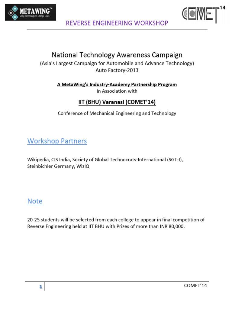 Reverse Engineering Workshop at IIT BHU | PDF | Motor Vehicle | Vehicle ...