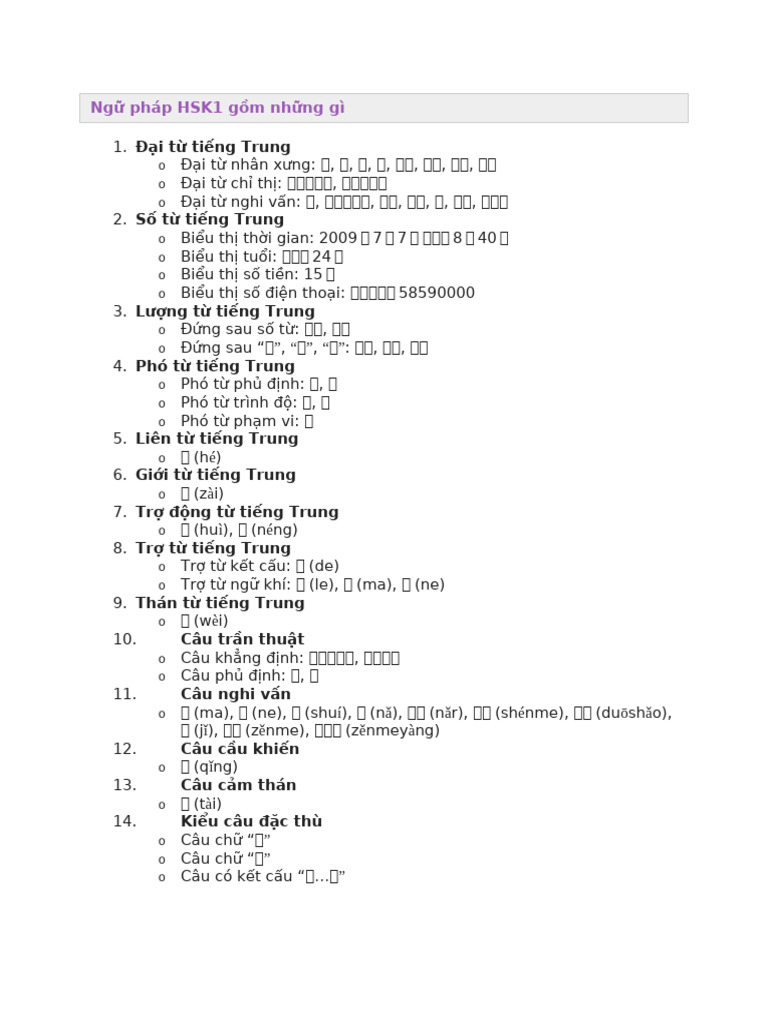 NG Pháp HSK1 - 6 G M NH NG Gì | PDF