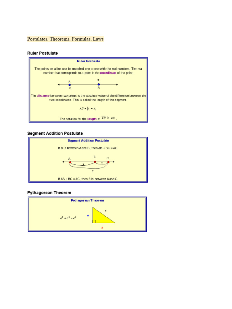 Geometry Postulates and Theorems Guide | PDF