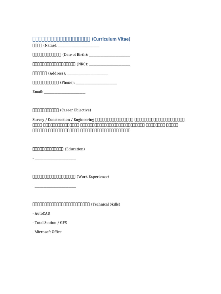 Myanmar Style CV | PDF