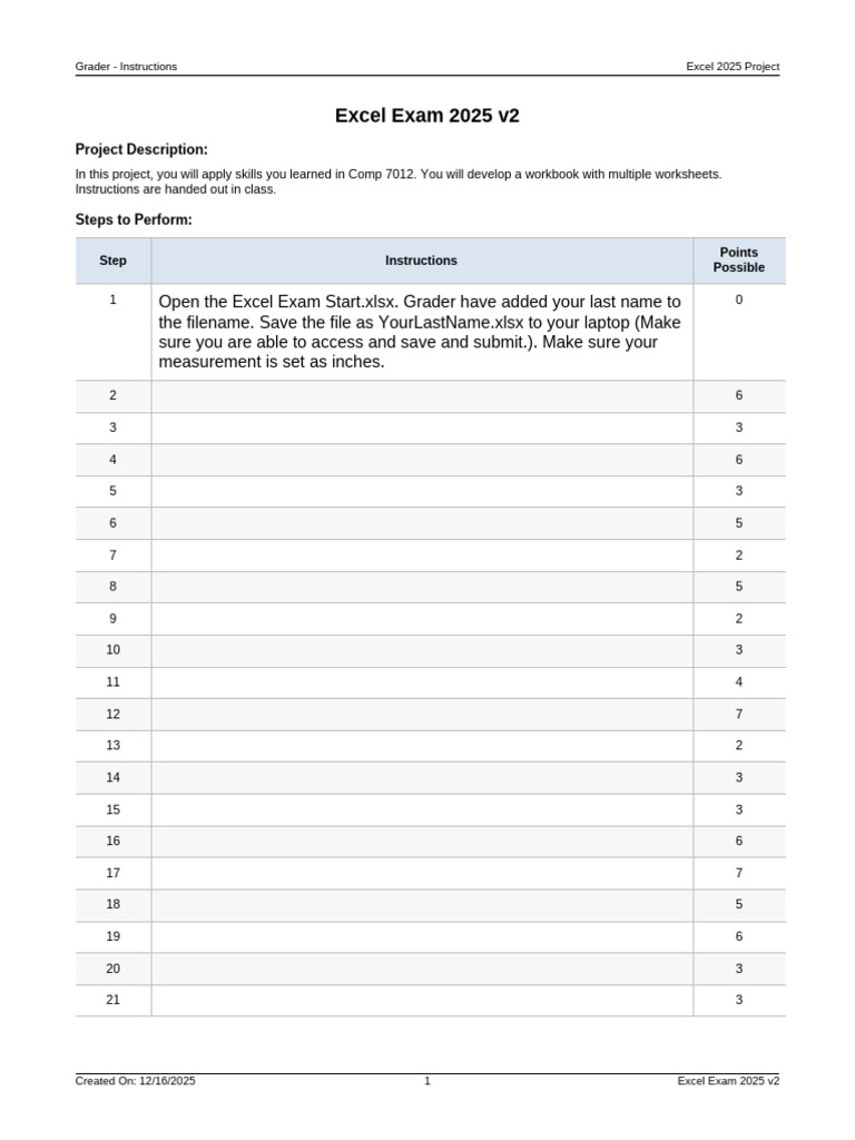 Excel 2025 Exam Instructions Guide | PDF | Microsoft Excel | Cross ...