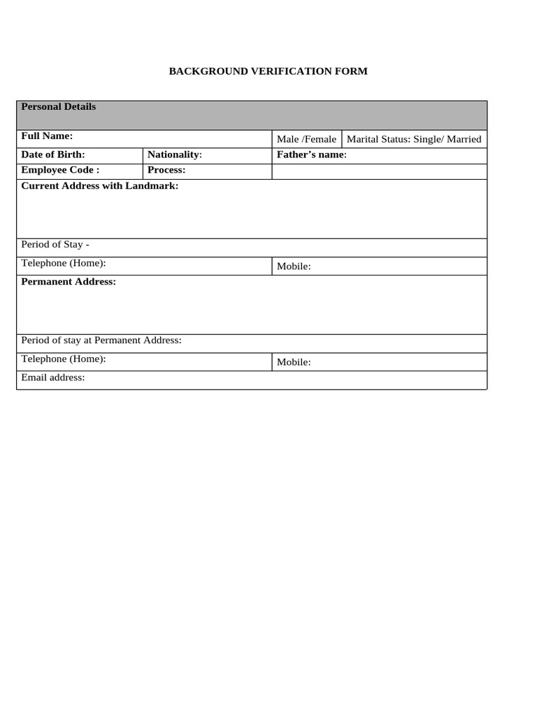 BGV Form | PDF | Temporary Work