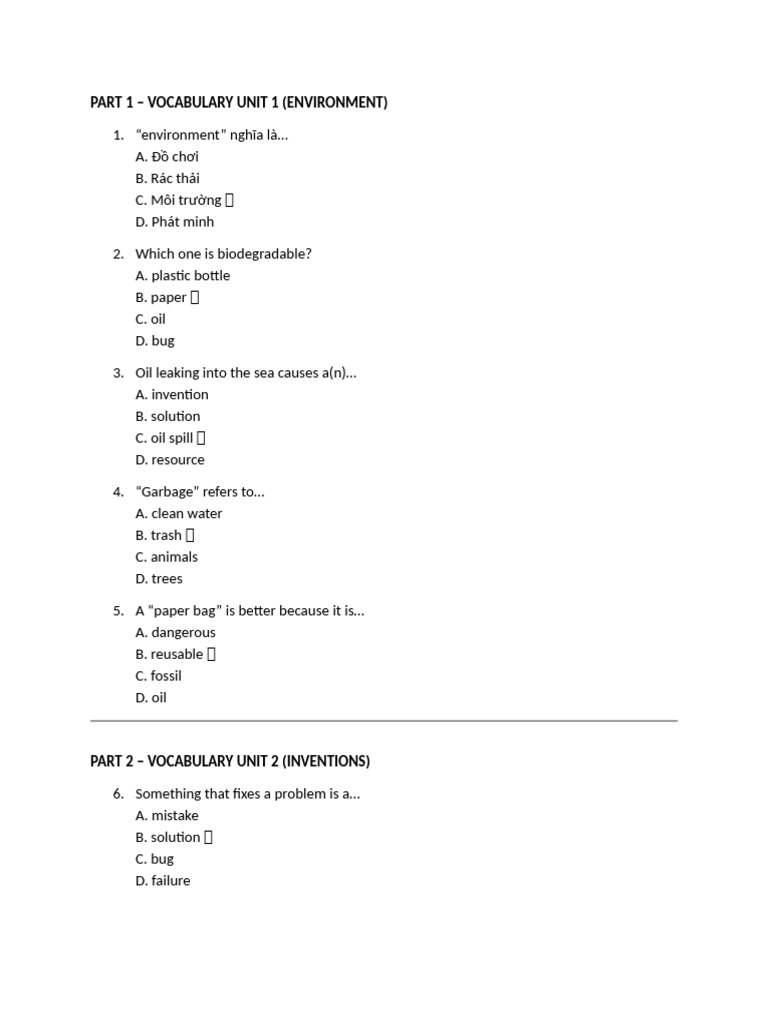 Vocabulary Exercises on Environment & Hobbies | PDF | Chess Theory | Chess
