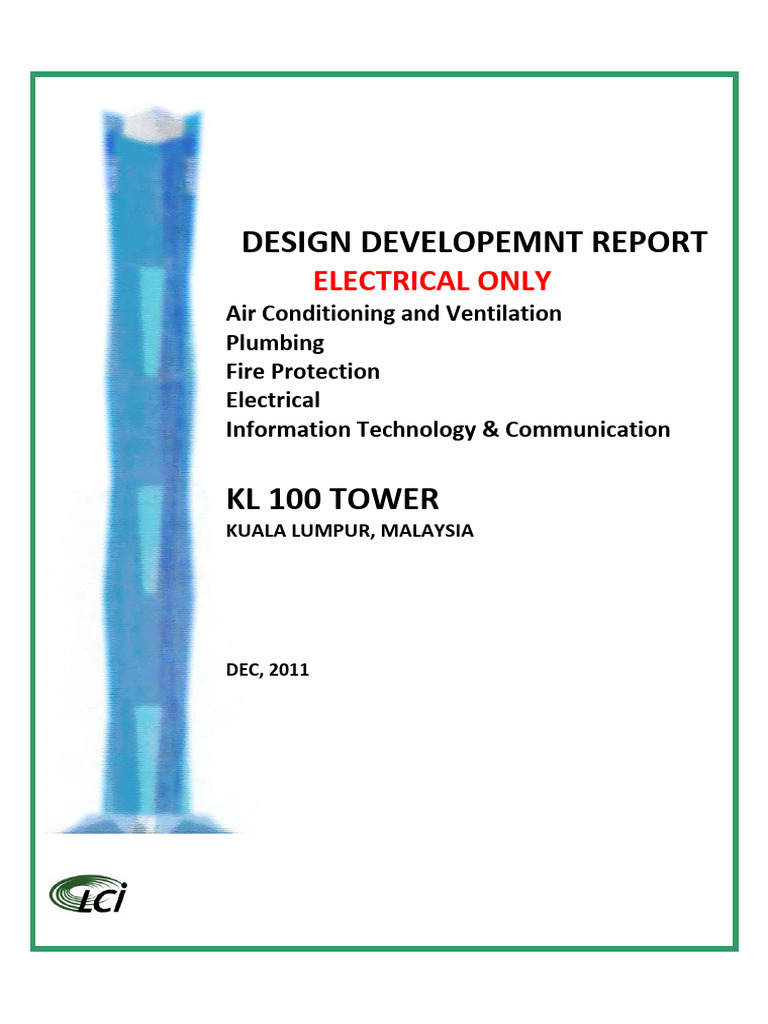 KL 100 Tower Electrical Design Report | PDF | Elevator | Electric Power ...