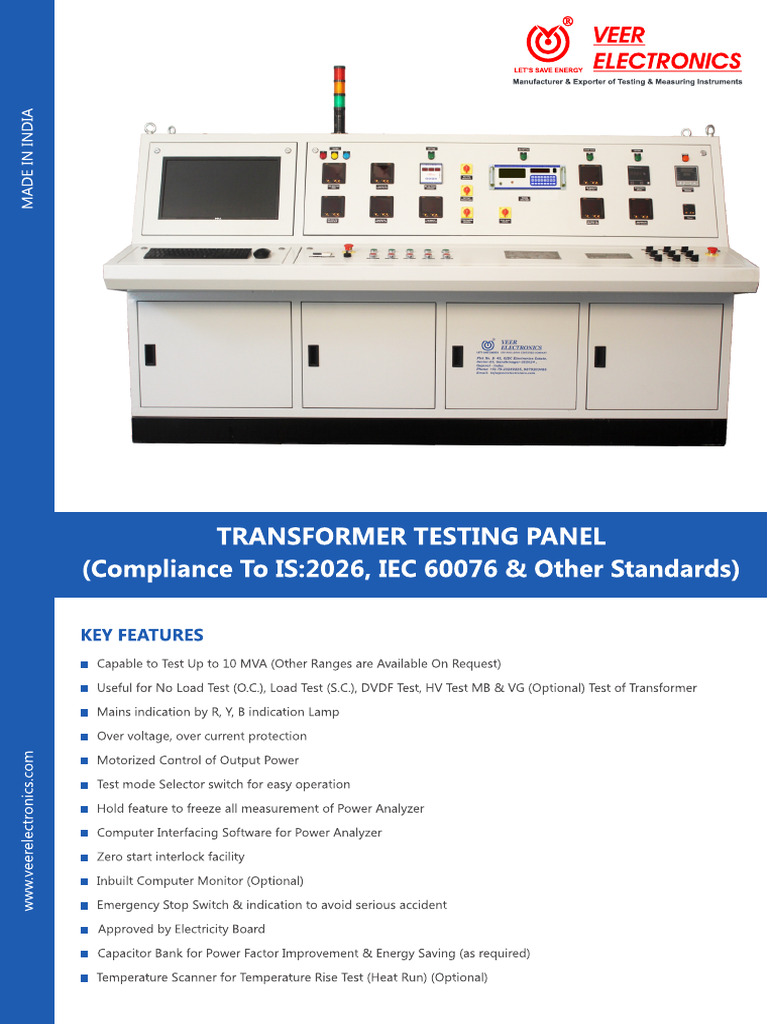 12. Catalog of Tranformer Testing Panel VTTP Rev 04 (2023!01!31) | PDF