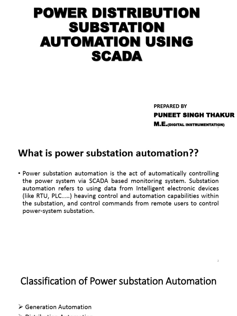 scadasubstationautomationprnsnt-160528053310 (1) | PDF | Scada | Automation