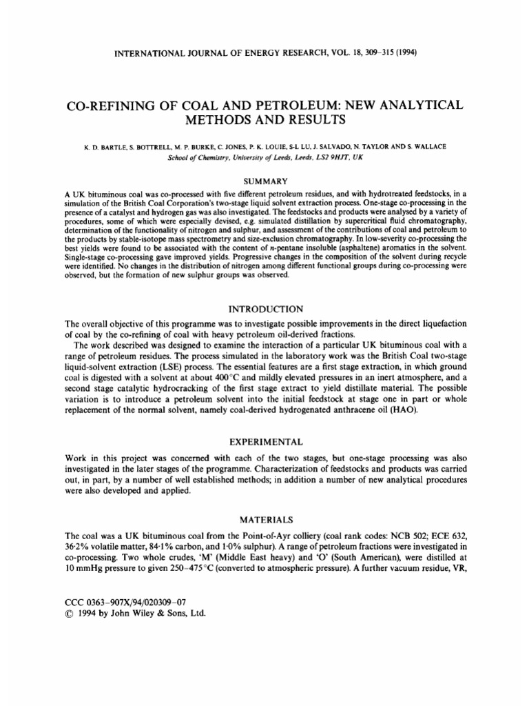Co-Refining Coal and Petroleum Analysis | PDF | Gas Chromatography ...