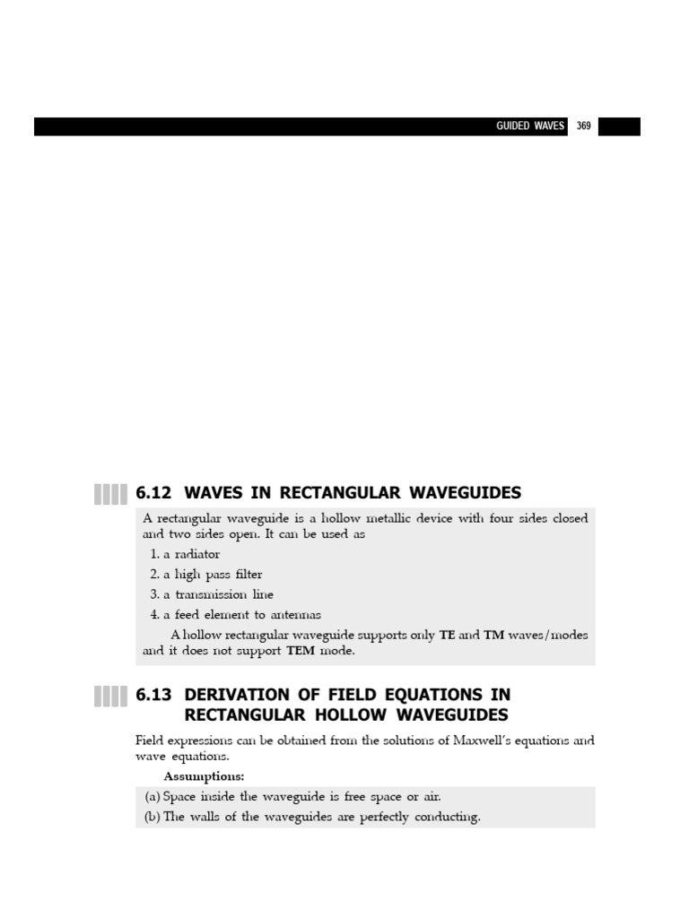 Rectangular Waveguide Field Equations | PDF | Waveguide ...
