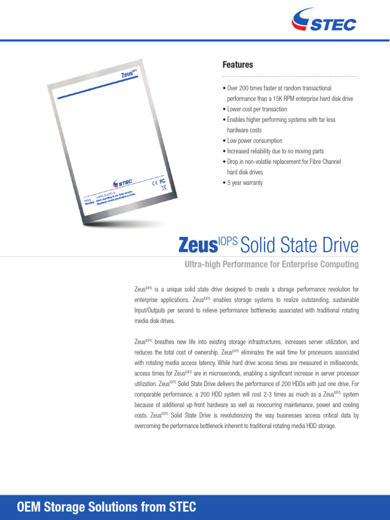 ZeusIOPS SSD: High-Performance Storage | PDF | Hard Disk Drive | Solid ...
