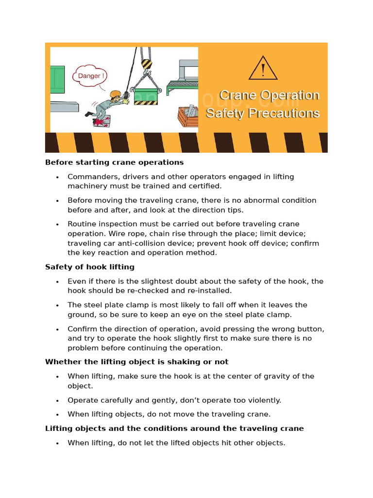 Crane Operation Safety Guidelines | PDF | Crane (Machine) | Land Transport
