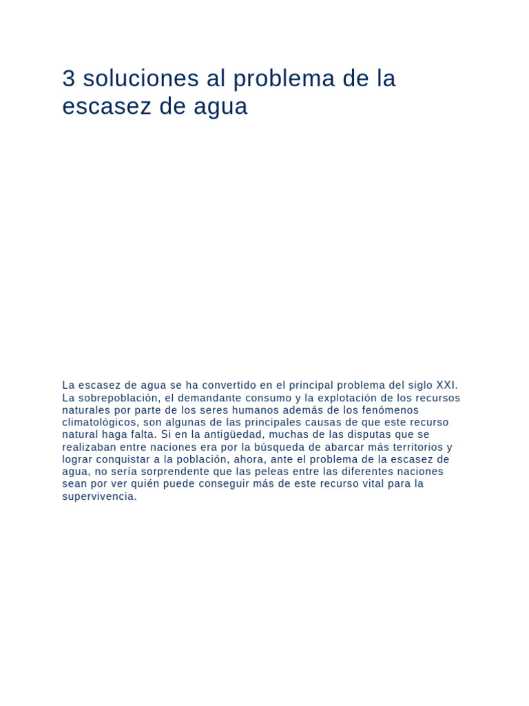Soluciones para la escasez de agua | PDF | Agua | Sustentabilidad