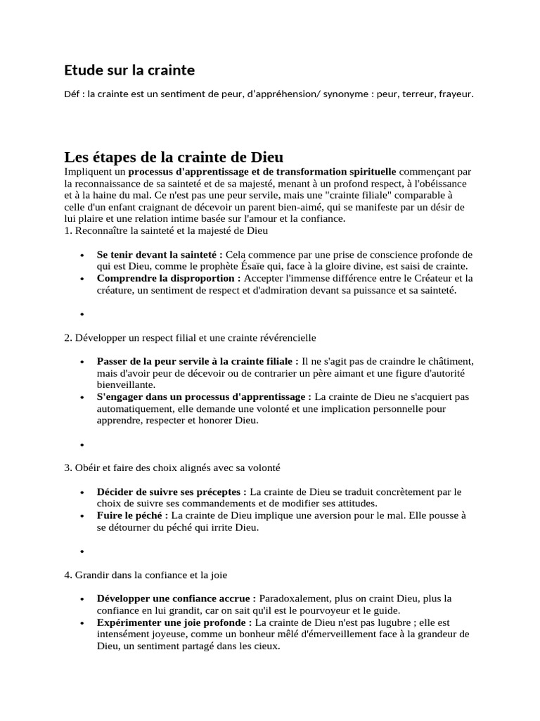 Comprendre la crainte de Dieu | PDF | Dieu | Amour