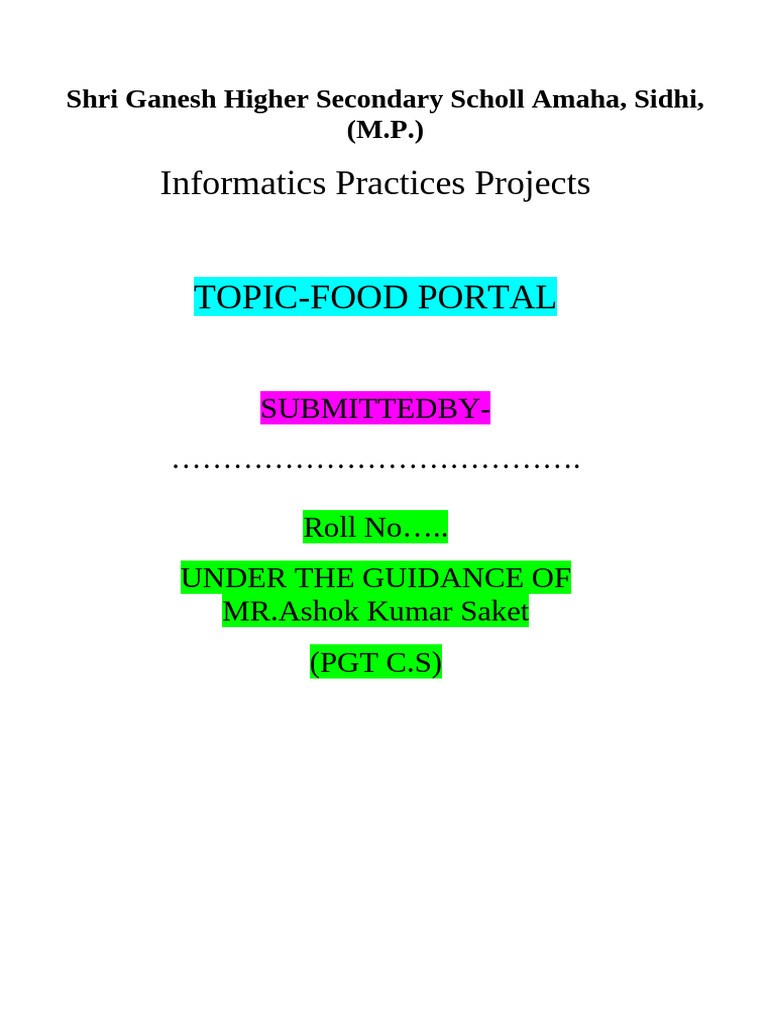 Food Portal Project Overview | PDF | Foods