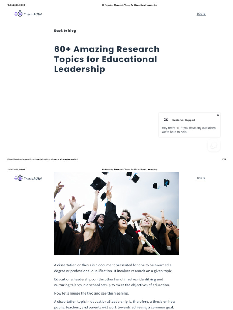 60 Research Topics in Educational Leadership | PDF | Leadership | Thesis