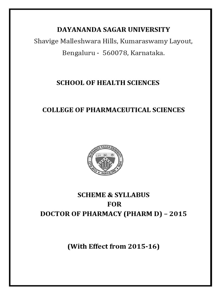Pharm D Syllabus 2015-16 Overview | PDF | Metabolism | Titration