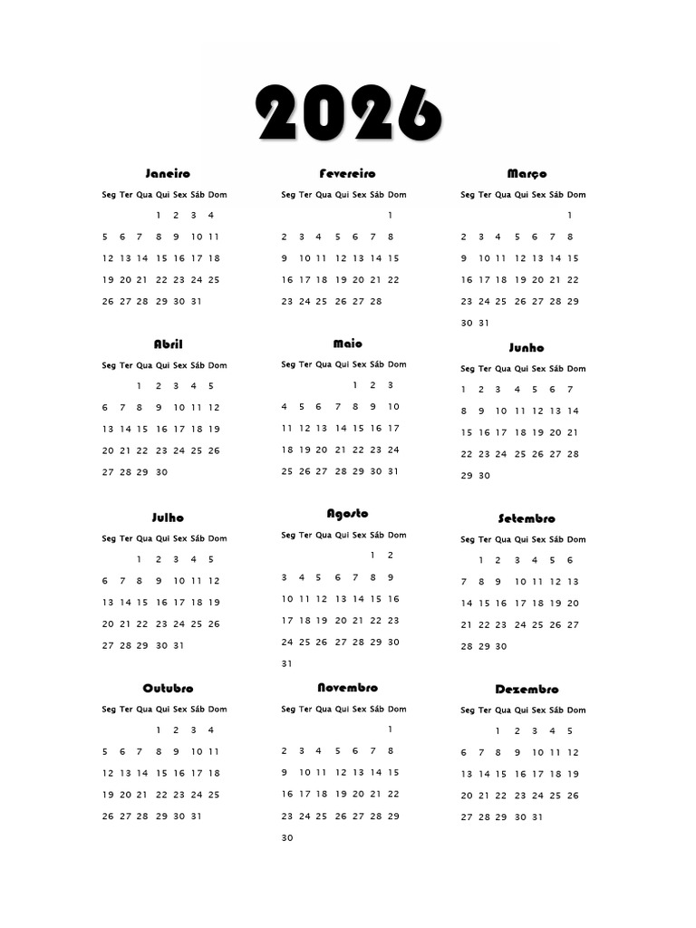 Calendario 2026 com Datas Comemorativas | PDF