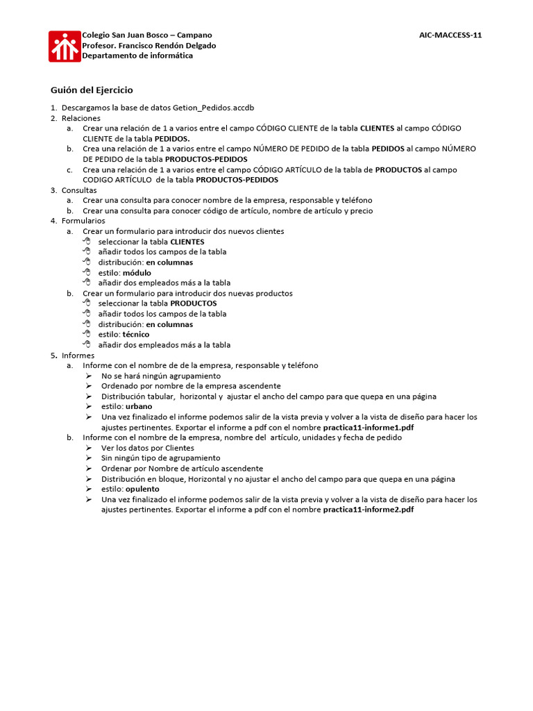 AIC - MACCESS - 11 Gestion_pedidos | PDF | Informática
