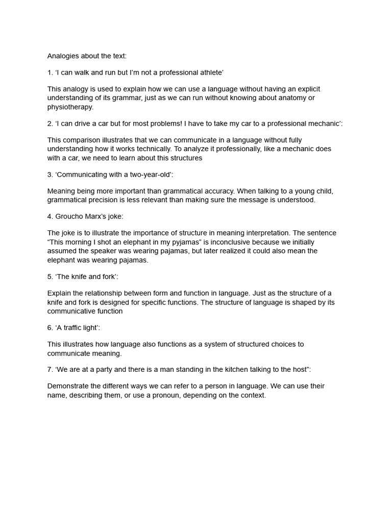 Analogies About the Text | PDF