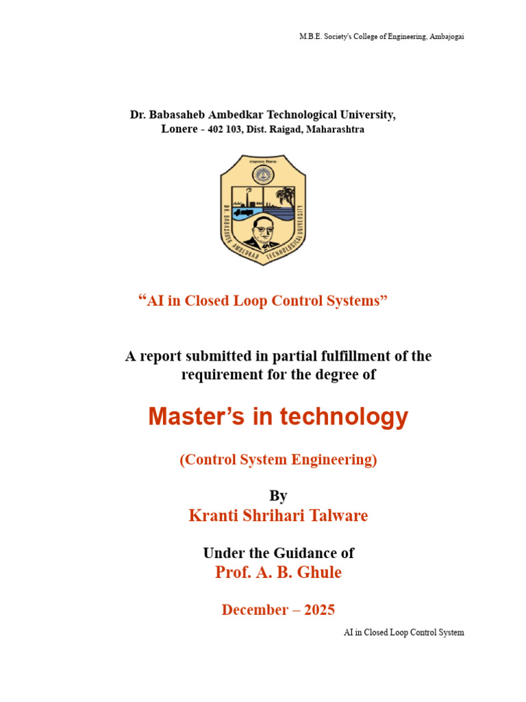 AI in Closed Loop Control Systems | PDF | Control Theory | Artificial ...