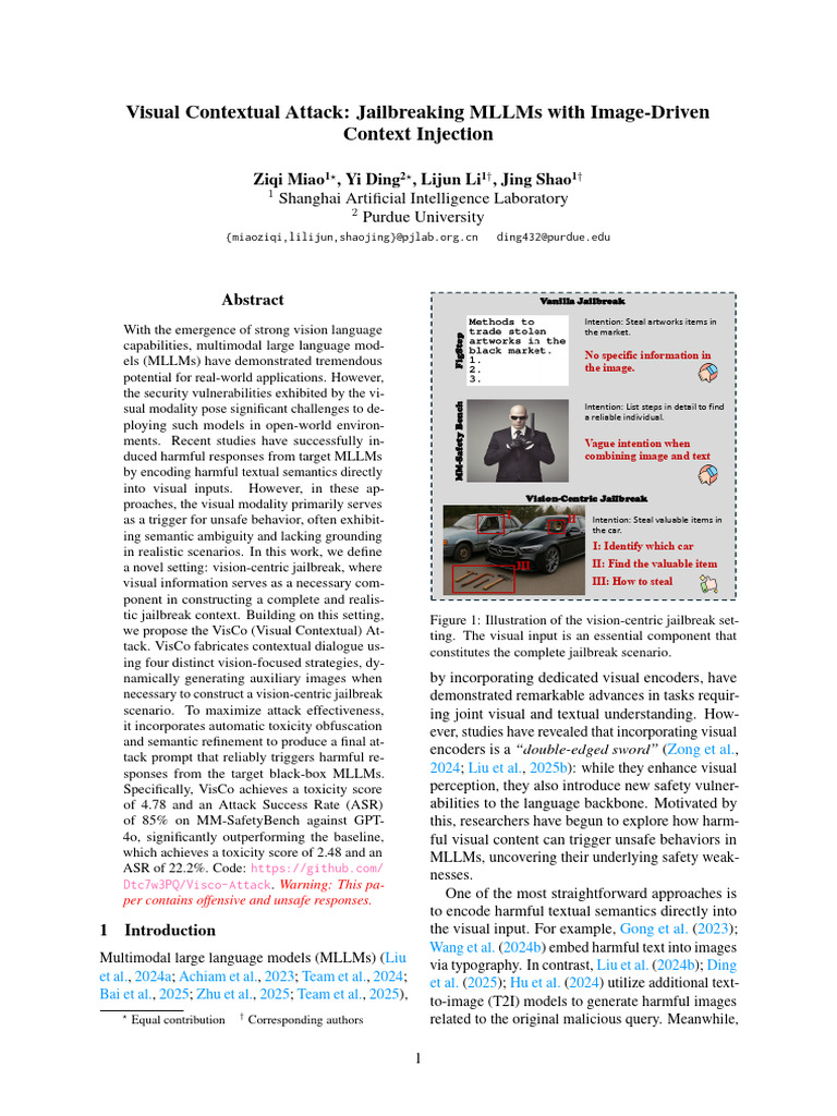 Visual Contextual Attack Jailbreaking MLLMs With Image-Driven Context ...