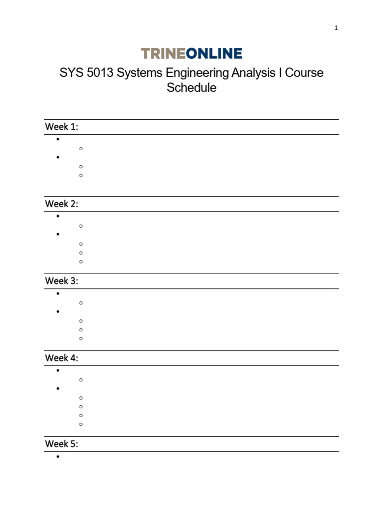 SYS 5013 Course Schedule | PDF | Information Technology | Information ...