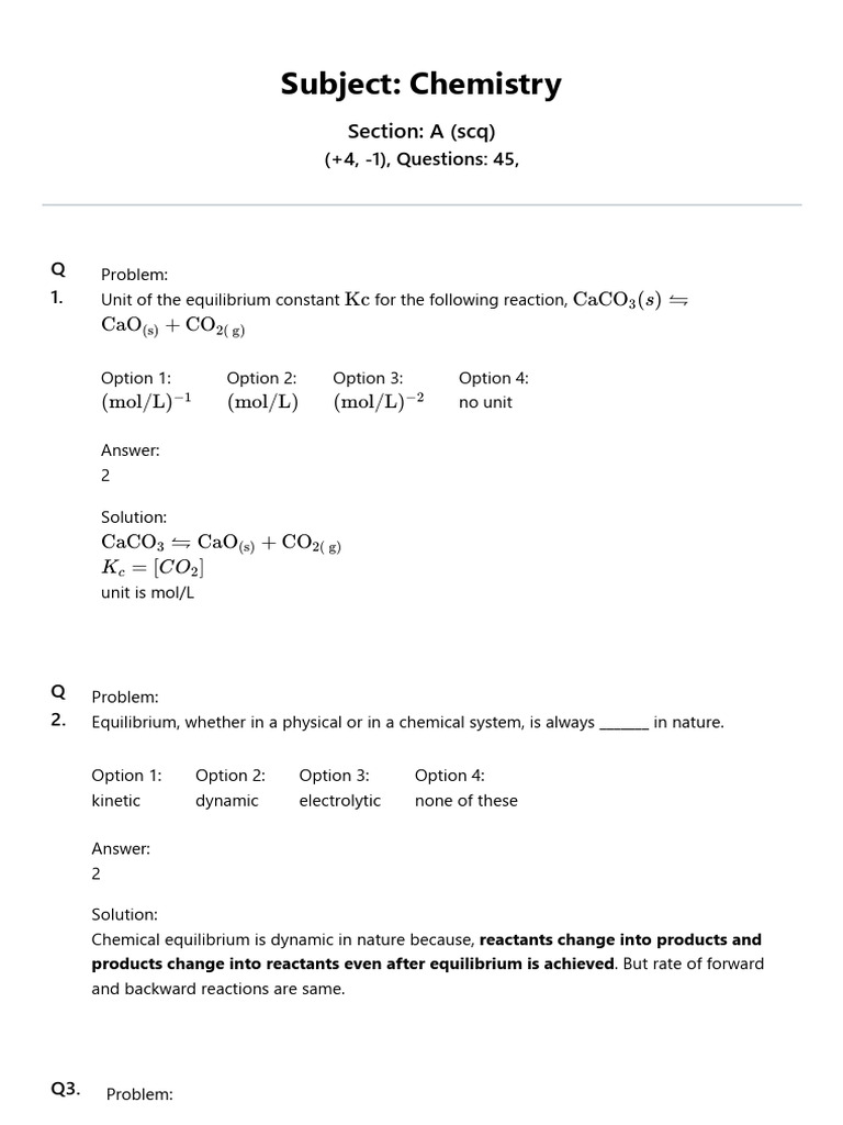 Chemistry Equilibrium and Reactions Guide | PDF | Chemical Equilibrium ...